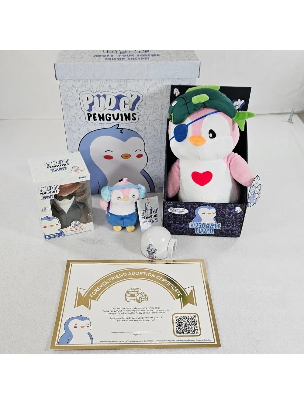 Pudgy Penguins Plush Toy Set Figure Box Clip & Accessories Bundle